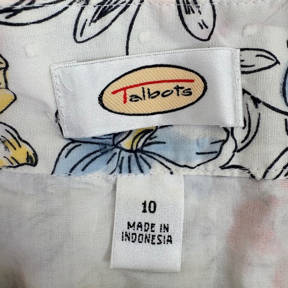 Talbots Womens 10 A Line Midi Skirt Floral Dragonfly Blue White Cottage Garden - Picture 6 of 12